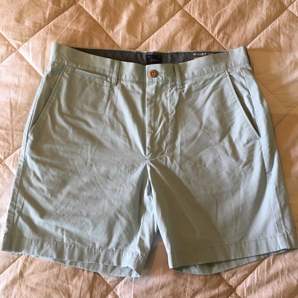 J. Crew Men's Light Aqua Blue Chino Shorts Size 32